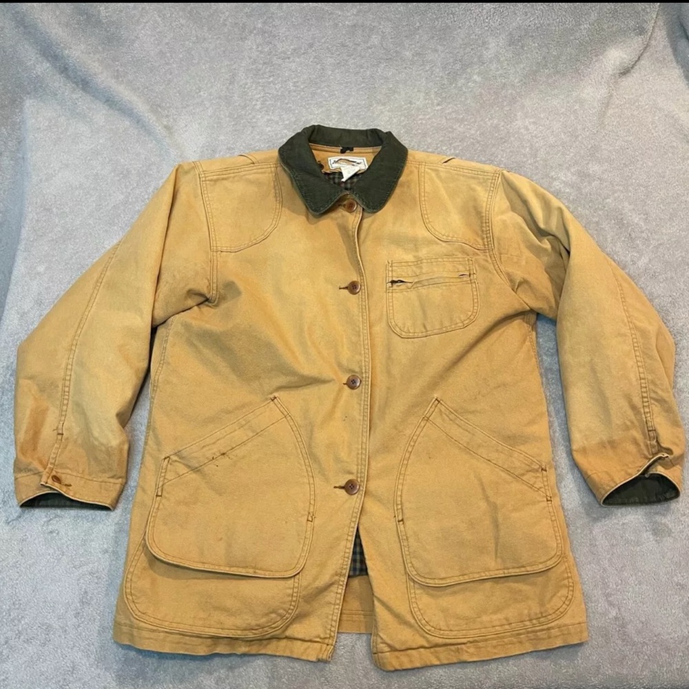 LL Bean Women's Original Field Jacket Chore Barn Coat Cotton Lined L Made in USA